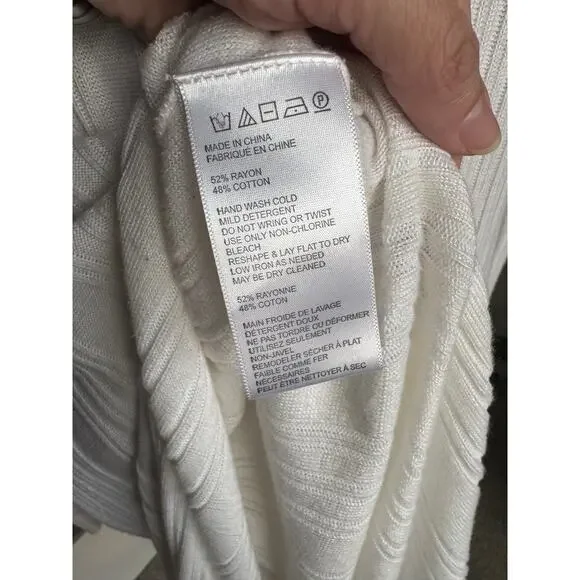 Free People Skinny Mini Midi White Ribbed Long Duster Size Medium - Picture 4 of 7